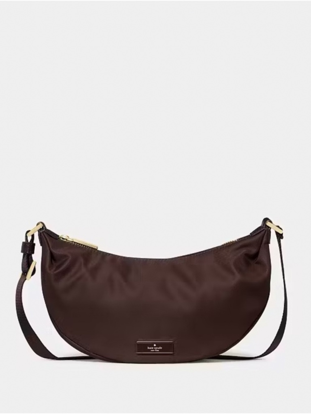 Kate Spade New York Carter Nylon Mini Sling Crossbody Bag, Hot Fudge Brown NWT